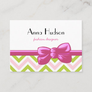 Carte De Visite Motif de zigzag, motif de Chevron - bleu rose vert