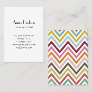 Carte De Visite Motif de zigzag, motif de Chevron - rose vert-bleu