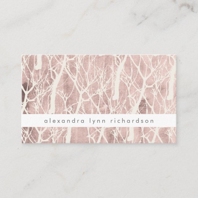 Carte De Visite Motif des Faux Roses Gold et White Trendy Trees (Devant)
