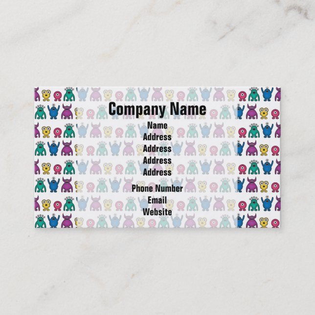Carte De Visite Motif des monstres Aliens arc-en-ciel de Kawaii (Devant)