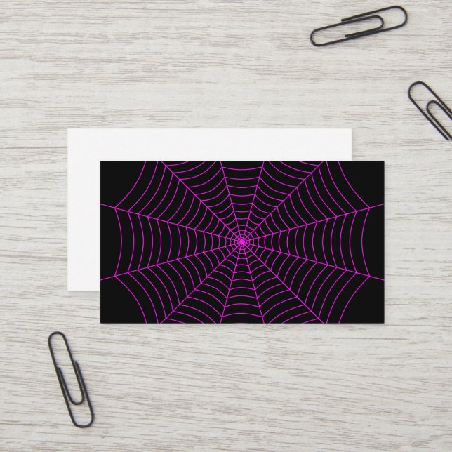 Carte De Visite Motif d'Halloween noir et néon rose araignée (Devant/Arrière en situation)
