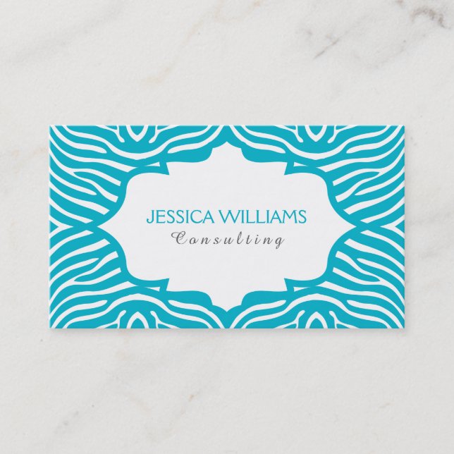 Carte De Visite Motif d'impression Turquoise & Blanc (Devant)