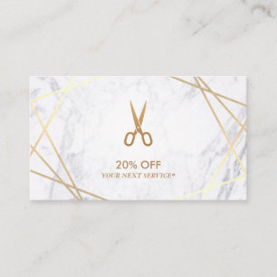 Carte De Visite Motif d'or Ciseaux de marbre escompte HairStylist