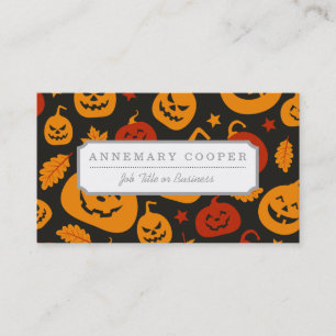 Carte De Visite Motif drôle de citrouilles de Halloween de brun et