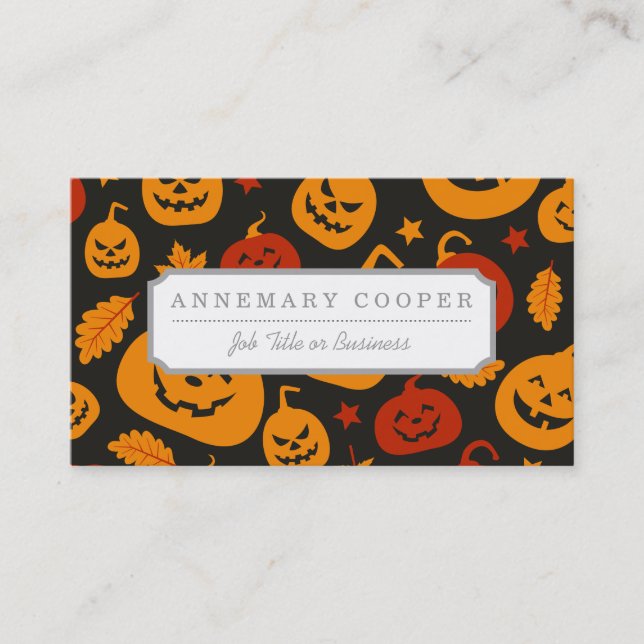 Carte De Visite Motif drôle de citrouilles de Halloween de brun et (Devant)