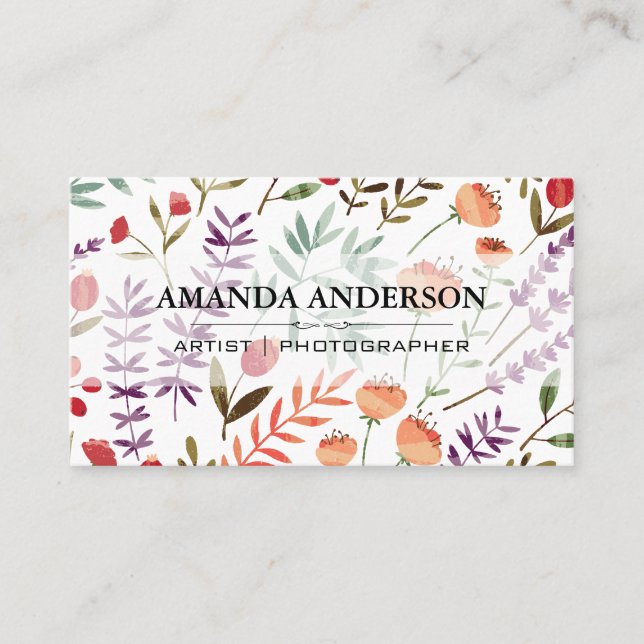 Carte De Visite Motif du jardin des fleurs printanières (Devant)