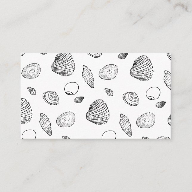 Carte De Visite Motif élégant Black White Seashells (Devant)