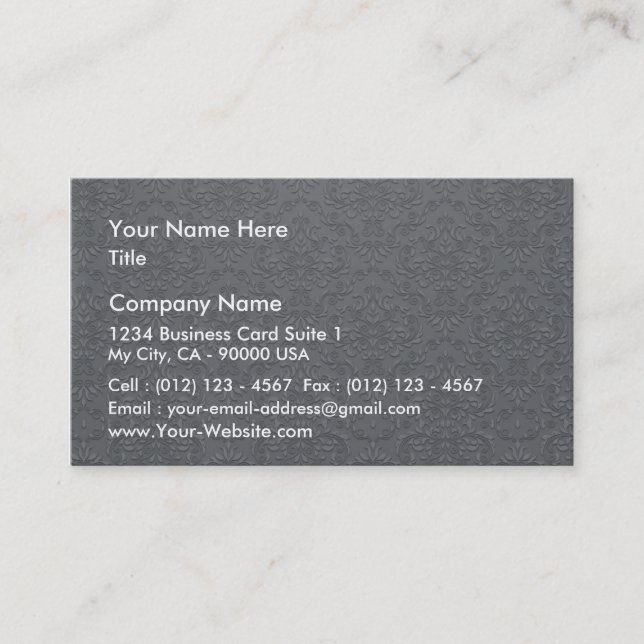 Carte De Visite Motif élégant de damassé et remous d'or (Devant)
