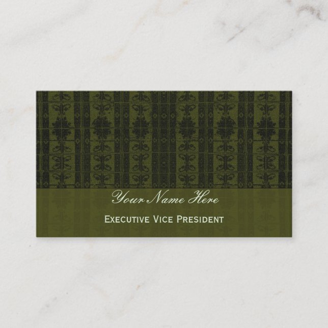 Carte De Visite Motif élégant de noir de vert olive (Devant)
