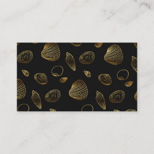 Carte De Visite Motif élégant Gold et Black Seashells