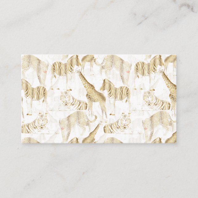 Carte De Visite Motif élégant Gold Jungle Wild Animaux (Devant)
