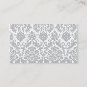 Carte De Visite Motif élégant gris et blanc de damassé