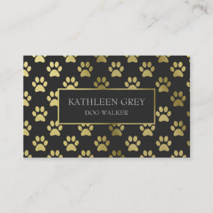 Carte De Visite Motif Empreinte de patte Or Et Charbon Chien Wal