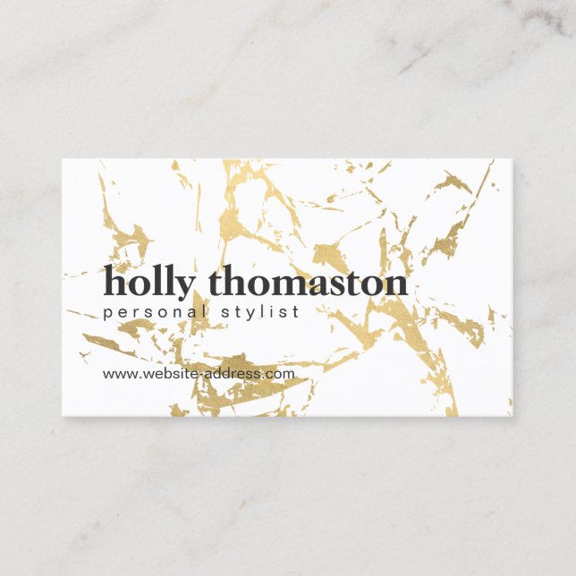 Carte De Visite Motif en marbre doré tendance (Devant)