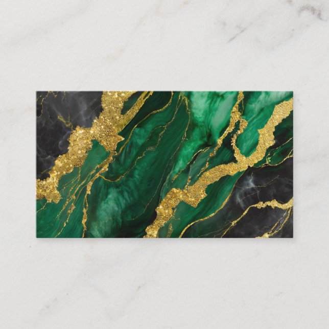 Carte De Visite Motif en marbre vert avec or (Devant)