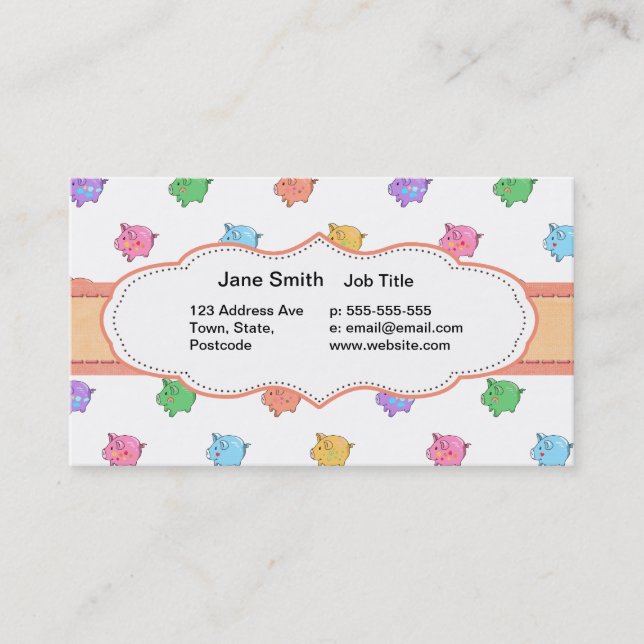 Carte De Visite Motif en pastel de porc (Devant)
