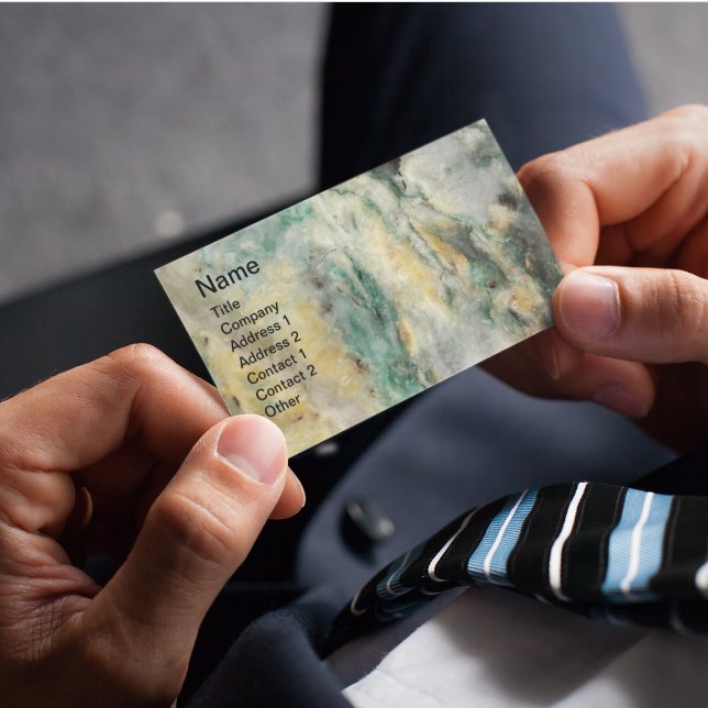 Carte De Visite Motif en pierre minérale marine verte (In Situ Hand)