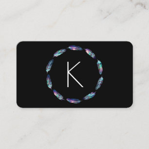 Carte De Visite Motif en plume stellaire avec Monogramme