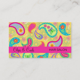 Carte De Visite Motif fantaisie moderne rose fuchsia jaune de
