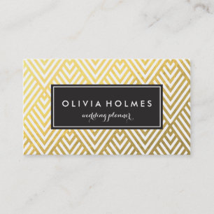 Carte de visite Motif Faux Foil Gold Chevron