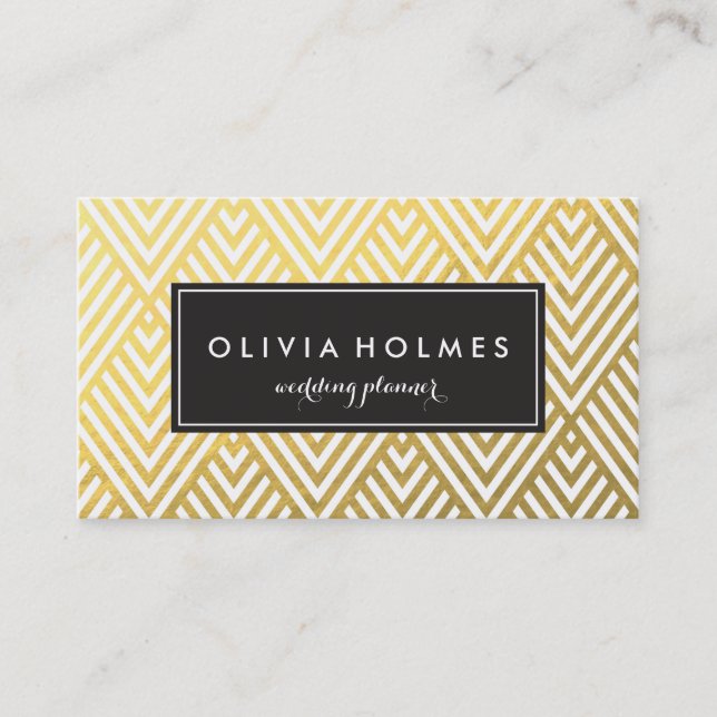Carte de visite Motif Faux Foil Gold Chevron (Devant)