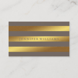 Carte De Visite Motif Faux Gold Foil & Taupe Stripes