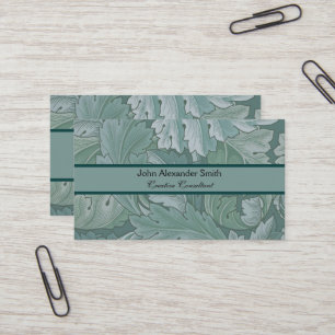 Carte De Visite Motif feuille d'acanthe bleu sarcelle de William M