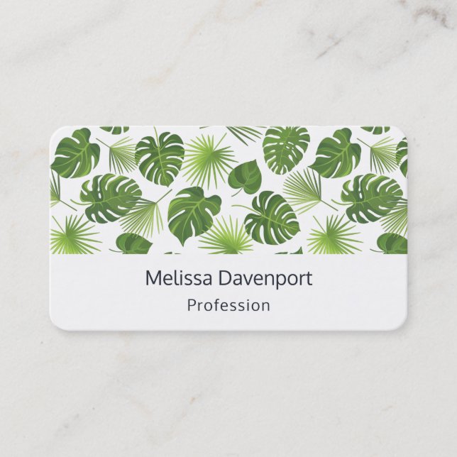 Carte De Visite Motif Feuille élégant Green Tropical (Devant)