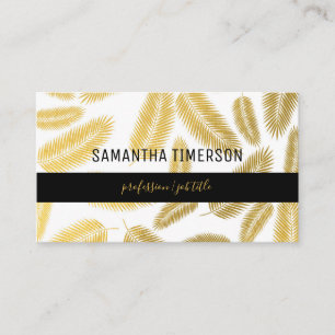 Carte De Visite Motif Feuille Faux Gold Palm
