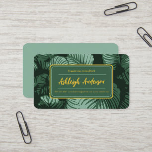 Carte De Visite Motif Feuille naturel Boho Sage Green