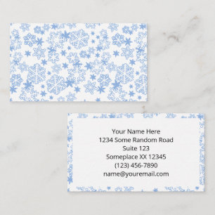 Carte De Visite Motif Flocon de Neige Bleu Clair Hiver