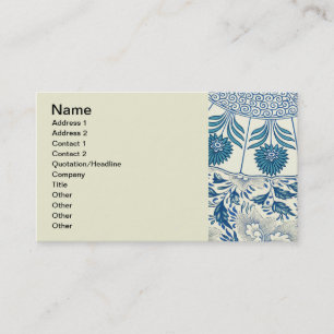 Carte De Visite Motif Floral bleu Antique Design asiatique