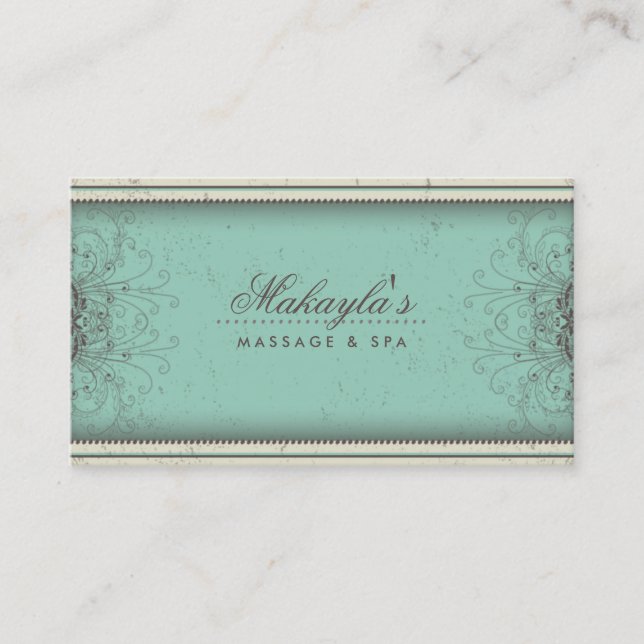 Carte De Visite Motif Floral Damask Élégant Moderne Classé Rétro (Devant)