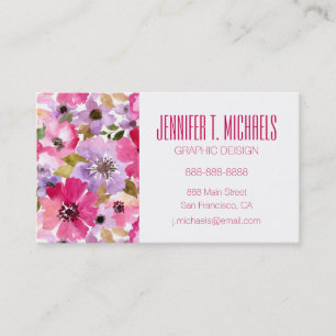 Carte De Visite Motif floral d'aquarelle d'été