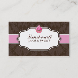 Carte De Visite Motif floral de damassé élégante de boulangerie de
