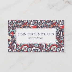 Carte De Visite Motif floral de griffonnage de Paisley