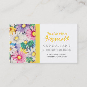 Carte De Visite Motif floral de marguerites vintages rétro
