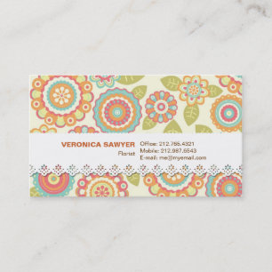 Carte De Visite Motif floral de rétros fleurs géniales de Boho