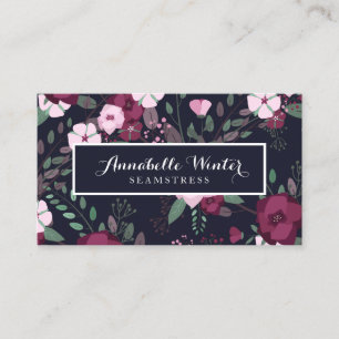 Carte De Visite Motif floral de roses roses et violets