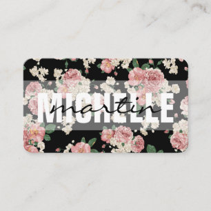 Carte De Visite Motif floral de texte gras et cursif