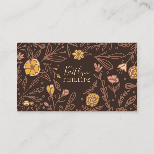 Carte De Visite Motif floral Fleur sauvage rose tendance (Devant)