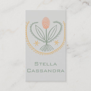 Carte De Visite Motif Floral Lucile Carreaux gris tendre