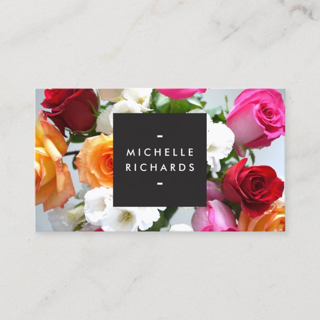 Carte De Visite MOTIF FLORAL MODERNE pour PLANNERS d'ÉVÉNEMENTS et (Devant)