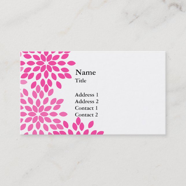 Carte De Visite Motif Floral moderne rose chaud (Devant)