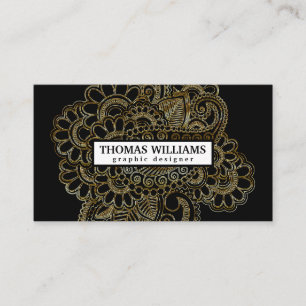 Carte De Visite Motif floral paisley aquarelle rouge bleu