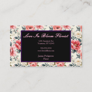 Carte De Visite Motif Floral Vintage Fleuriste