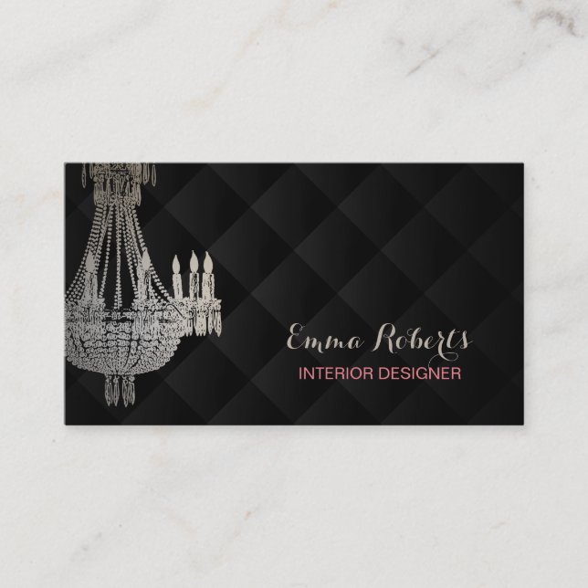 Carte De Visite Motif foncé élégant de lustre de design (Devant)