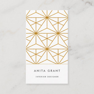Carte De Visite Motif géométrique Art déco blanc et or