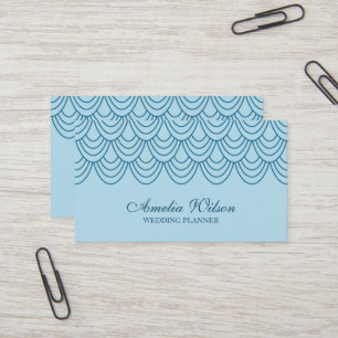 Carte De Visite Motif géométrique bleu contour élégant