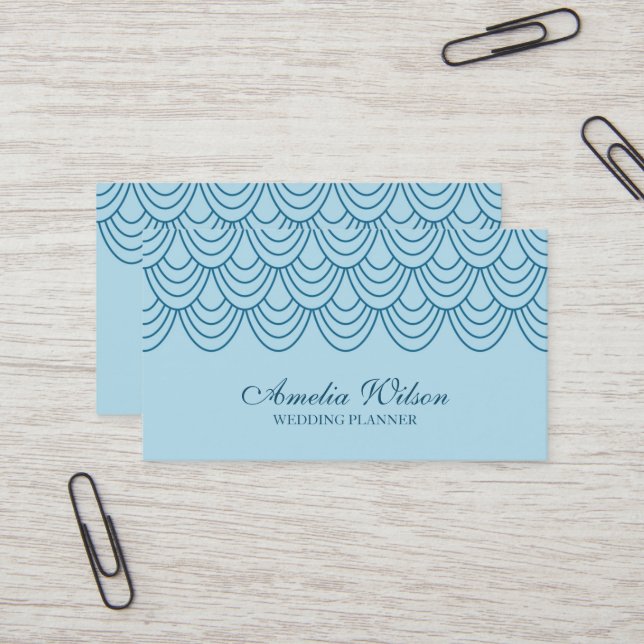 Carte De Visite Motif géométrique bleu contour élégant (Devant/Arrière en situation)